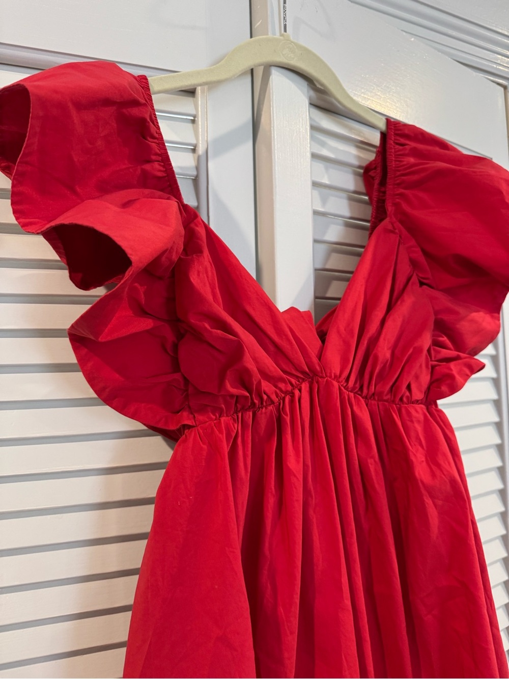 Red Ruffle-Sleeve Mini Dress - Picture 3 of 12